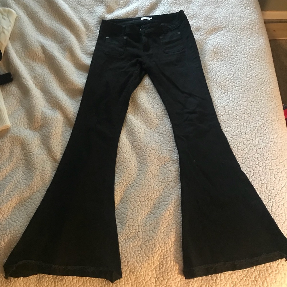 Super wide leg black jeans
